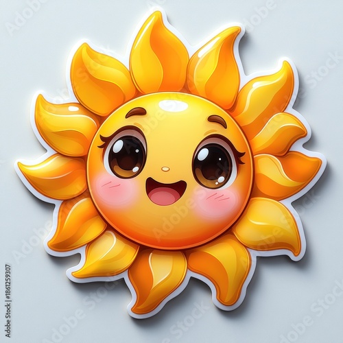 Bright and cheerful cartoon sun with a joyful expression and vibrant colors