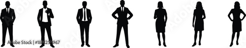 silhouettes of business professionals in a line for teamwork visuals