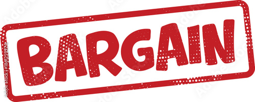 Red bargain stamp on white background