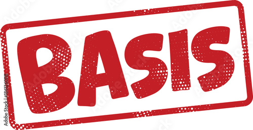 Red basis rubber stamp on white background