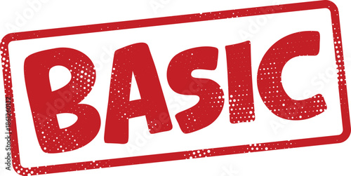 Red basic stamp with white background