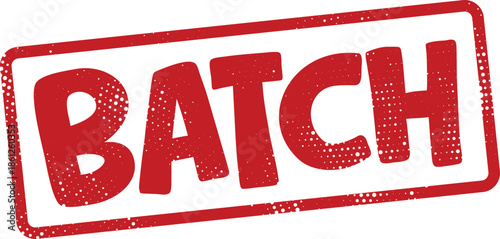 Red batch stamp with white spots on transparent background
