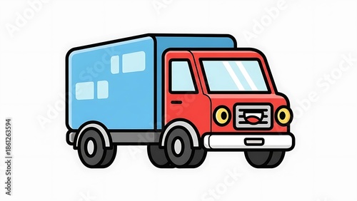 Wallpaper Mural Red and Blue Delivery Truck Illustration. Torontodigital.ca