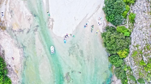Turquoise river canyon from above