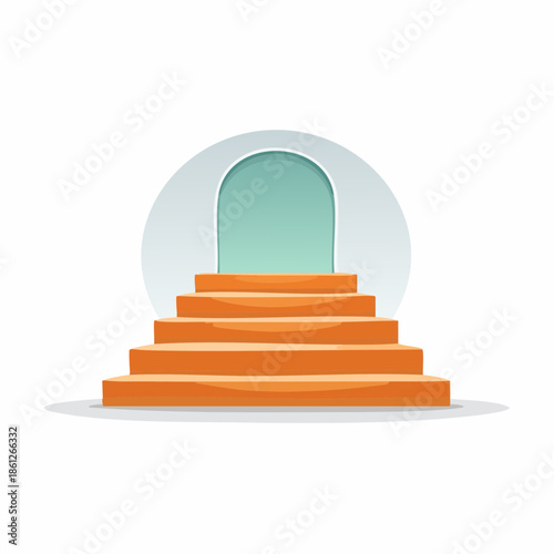 Stairway to a rounded archway, symbolic of transition and new beginnings, offering conceptual ascent