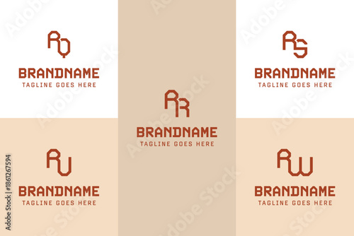 Letters RQ RR RS RU RW Monogram Logo Set, for QR R SR UR WR initials