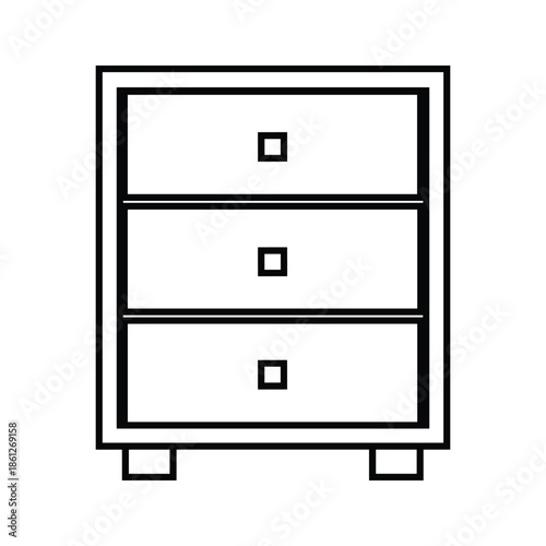 Black and white simple three drawer chest of drawers