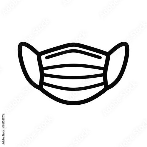 Black face mask icon on white background