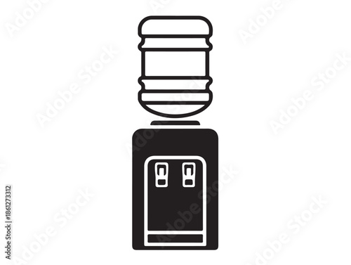 Bottle-Top Water Cooler icon in silhouette wgite background.