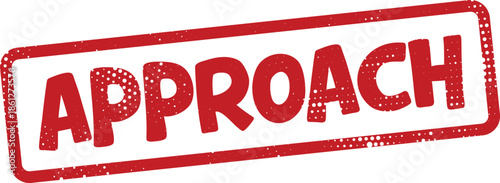 Red rubber stamp with approach text