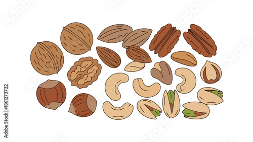 A vibrant assortment of wholesome nuts for healthy snacking and culinary delight a rich collection of natural energy sources.