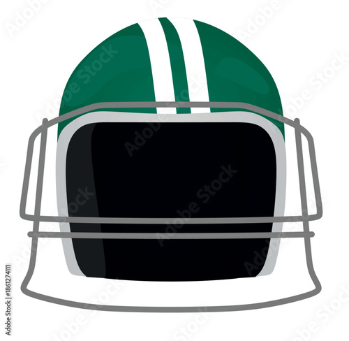 Green American football helmet, vector
