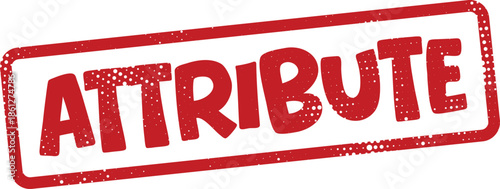 Red rubber stamp with attribute text