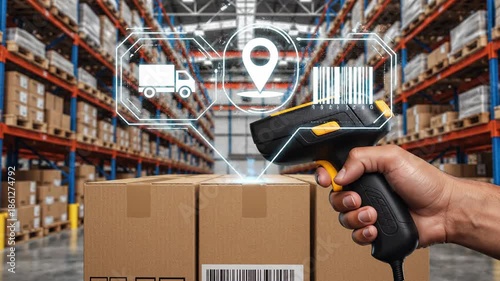 Warehouse scanner tracking package shipment and inventory management