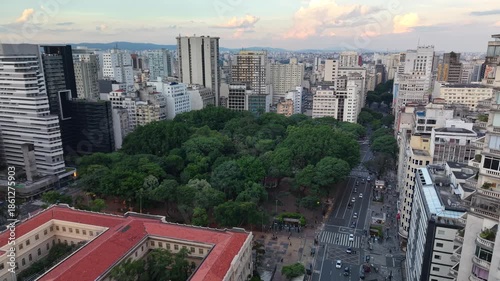 Aerial view of Ipiranga Avenue and Republic Square, São Paulo, Brazil