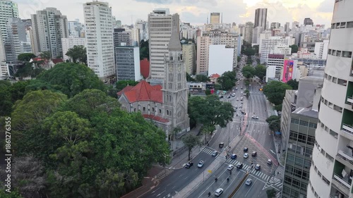 Aerial view of Consolação Street, São Paulo, Brazil
