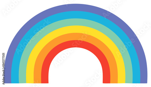 Vibrant rainbow arc with multiple colorful bands symbolizing hope and joy