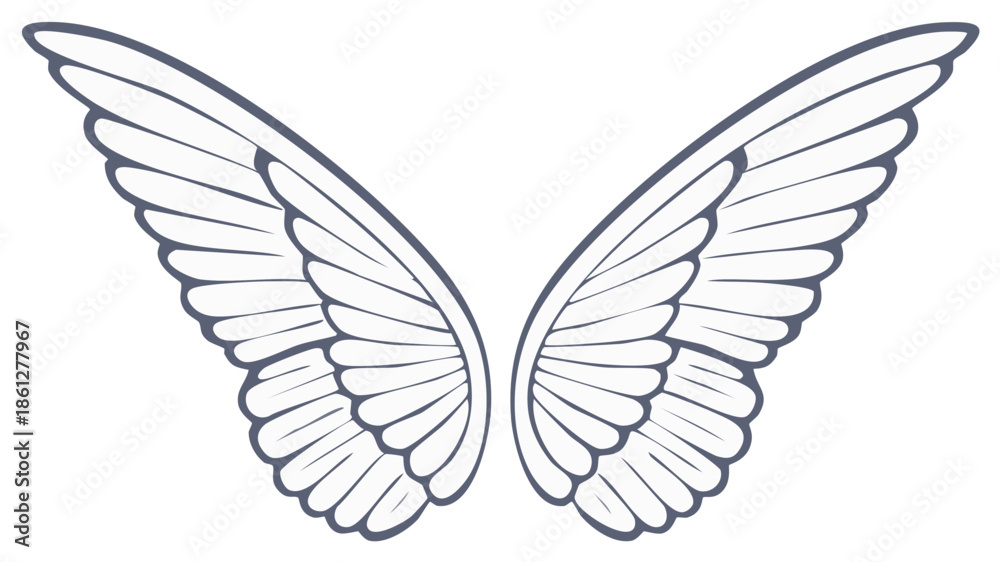 Obraz premium Stylized vector rendering of symmetrical wings ideal for tattoos or illustrations