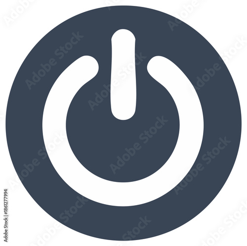 Simple flat design power button symbol. On off switch icon for technology, electronics, and interface.