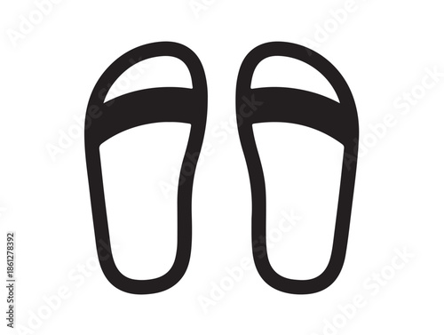 Sandals Icon Icon in silhoouette white background.