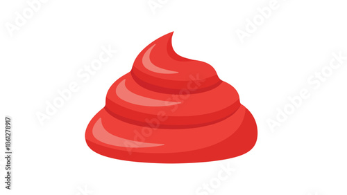 Lustrous crimson swirl vector graphic depicting a rich vibrant topping or condiment artfully presented with smooth texture and glossy sheen for