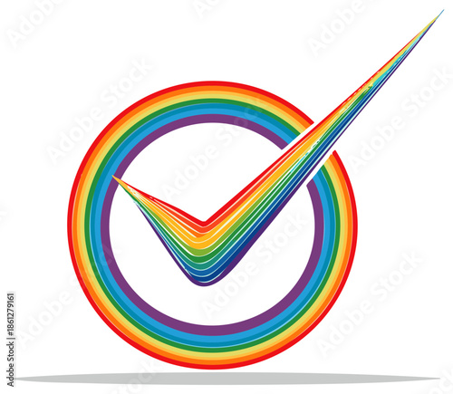 Rainbow check mark symbol colorful design vector illustration