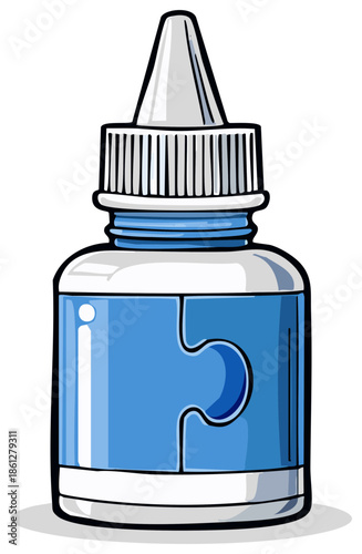 Cartoon Eye Drops Bottle with Puzzle Piece Label for Vision Care Solution