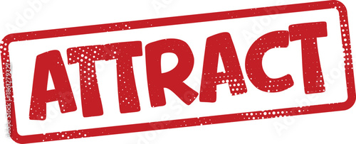 Red rubber stamp with the word attract