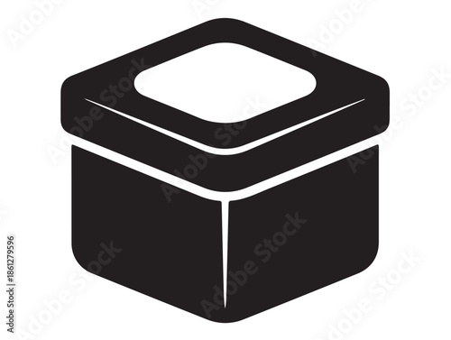 Transparent Cotton Box icon in silhouette white background.