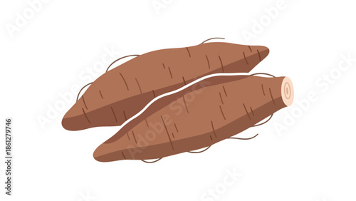 Nutrient-rich pair of tropical cassava root vegetables, earthy and essential for culinary uses