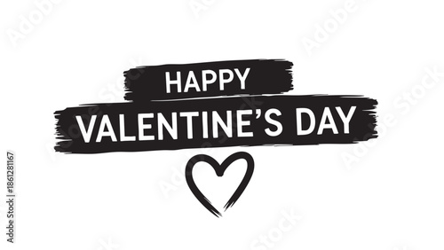 Happy Valentines Day Greeting with Handwritten Style Text and Heart Illustration