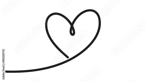 Minimalist line drawing of a heart with a flowing line