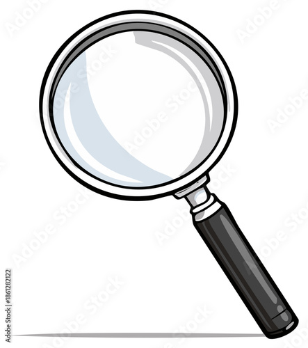 Classic cartoon magnifying glass illustration for search and investigation