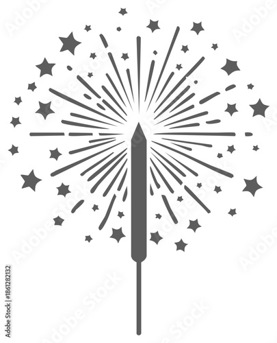 Sparkler Firework Illustration with Star Shapes Celebratory Icon
