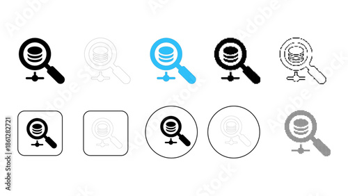 Magnifying glass over stacked coins symbolizing search and data retrieval