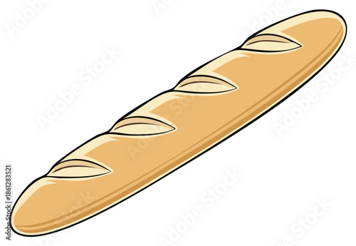 Crispy French Baguette Loaf  Freshly Baked Golden Brown Sliced Bread Food