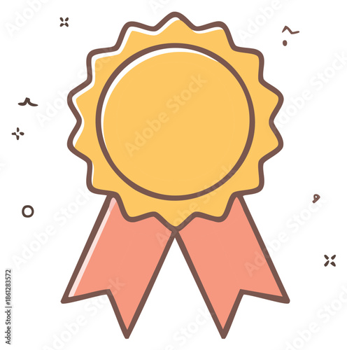 Golden Award Medals with Ribbons for Prizes and Recognition Emblems