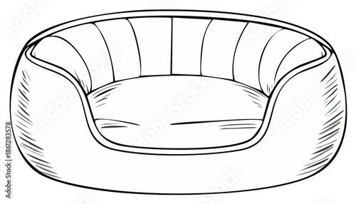 Cozy Comfort Pet Bed Illustration Hand Drawn Style Comfortable Retreat Animal Resting Place