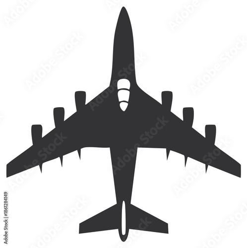 Airplane Silhouette Top View Commercial Airliner Aviation Travel Transport Icon