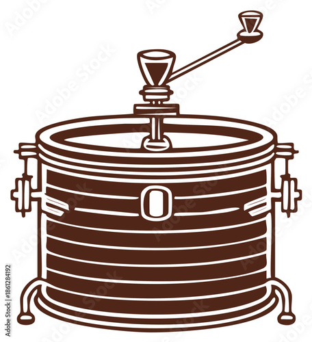 Vintage Hand Crank Coffee Grinder Vector Illustration Traditional Design Kitchen Appliance