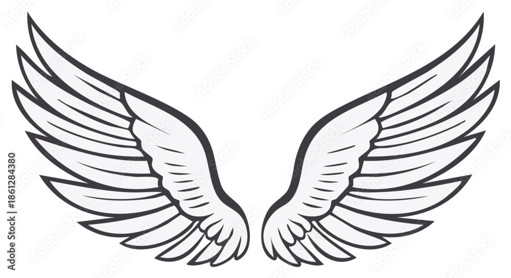 Fototapeta premium Stylized Angel Wings Illustration for Design and Decoration