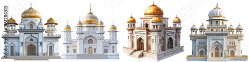  Gurdwara – A Sikh place of worship, where Sikhs gather for prayer, community service, and teachings. Isolated on Clear White Background Highly Detailed