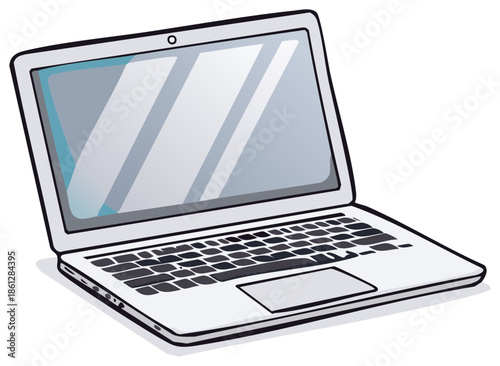 Modern Laptop Computer Illustration with Blank Screen for Technology Concepts