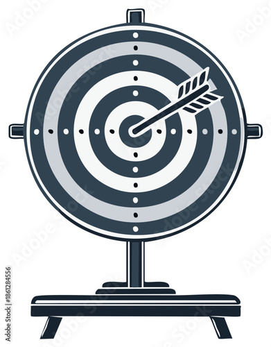 Dartboard with arrow hitting bullseye, illustrating accuracy and success in sports or business