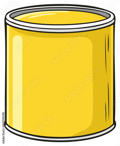 Yellow Paint Can Illustration with Highlighted Rim