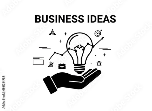 Tableau sur toile Hand Holding Lightbulb Illustrating Business Ideas