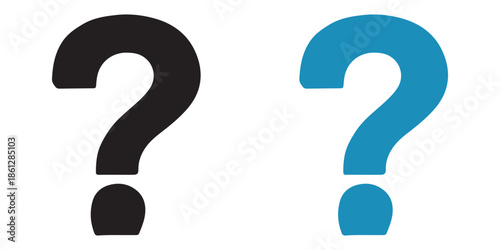 Two question marks, one in black and the other in blue.eps