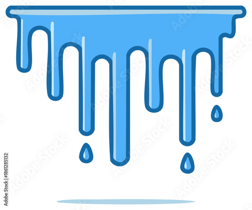 Cartoon blue drips and drops for graphic design illustration and decoration.