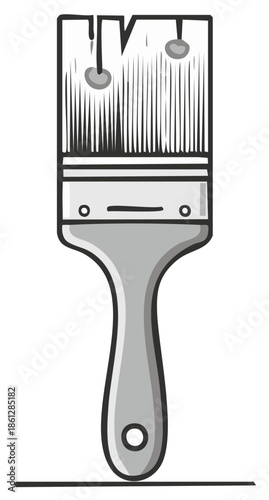 Paintbrush with Silver Handle, Artistic Tool for Painting and Decorating Projects