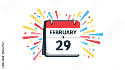 Commemorating the special leap day event in February with celebratory confetti bursts